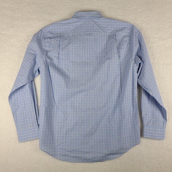 Joseph Abboud Dress Shirt Mens XL Blue Brown Check Non Iron Cotton Button Up - Picture 10 of 11